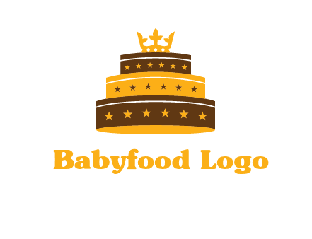 triple layer cake logo with crown