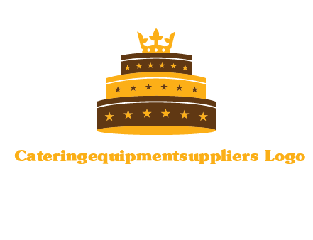 triple layer cake logo with crown