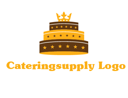 triple layer cake logo with crown