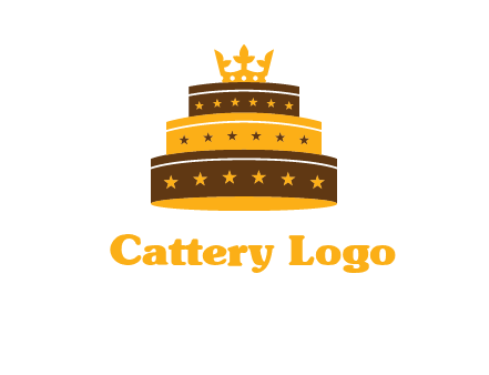 triple layer cake logo with crown