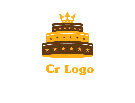 triple layer cake logo with crown