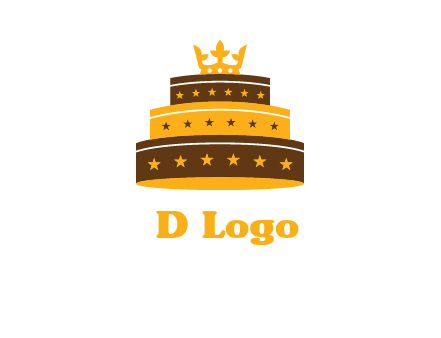 triple layer cake logo with crown