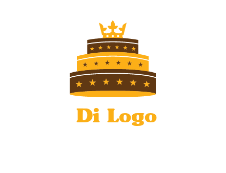 triple layer cake logo with crown