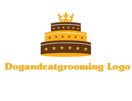 triple layer cake logo with crown