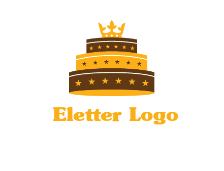 triple layer cake logo with crown