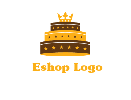 triple layer cake logo with crown