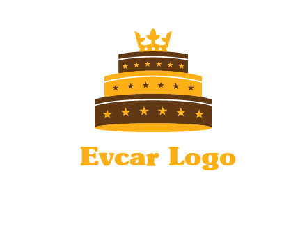 triple layer cake logo with crown