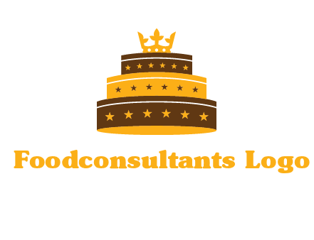 triple layer cake logo with crown