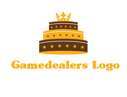 triple layer cake logo with crown