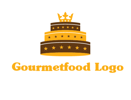 triple layer cake logo with crown