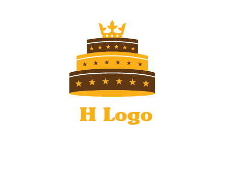 triple layer cake logo with crown