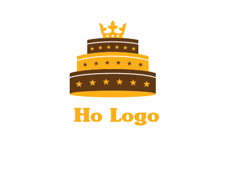 triple layer cake logo with crown