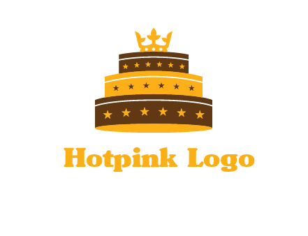 triple layer cake logo with crown