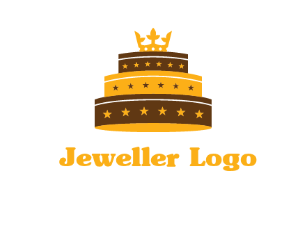 triple layer cake logo with crown