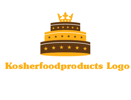 triple layer cake logo with crown