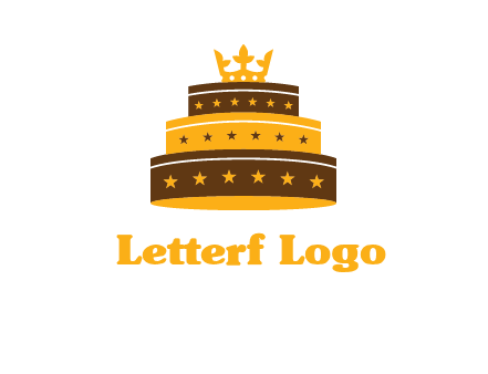 triple layer cake logo with crown