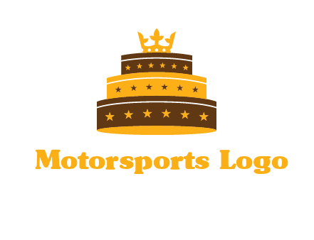 triple layer cake logo with crown