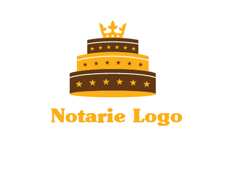 triple layer cake logo with crown