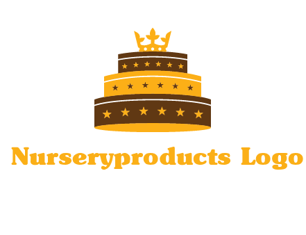 triple layer cake logo with crown