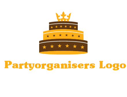 triple layer cake logo with crown