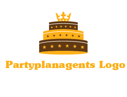 triple layer cake logo with crown