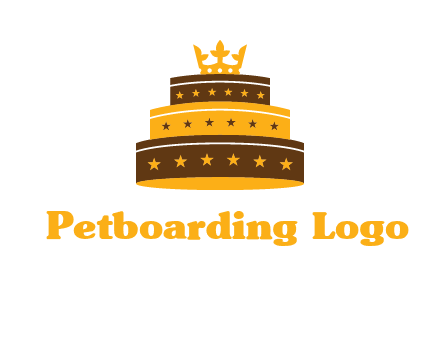 triple layer cake logo with crown