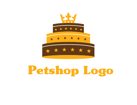 triple layer cake logo with crown