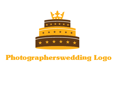 triple layer cake logo with crown