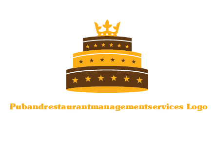 triple layer cake logo with crown