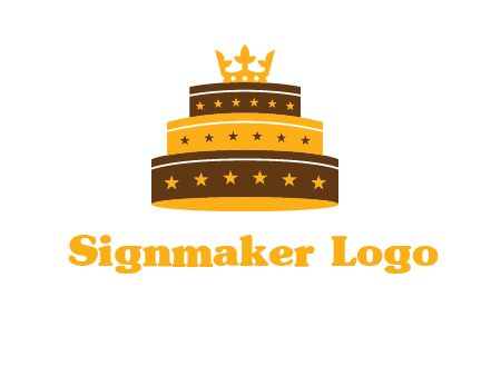 triple layer cake logo with crown