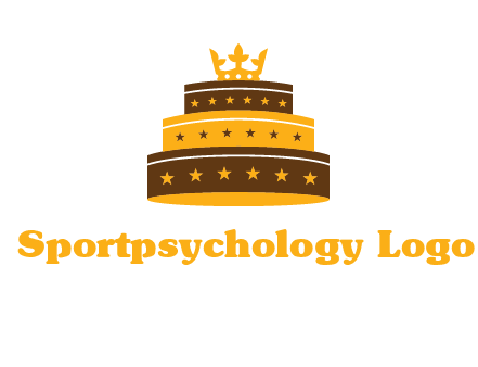 triple layer cake logo with crown