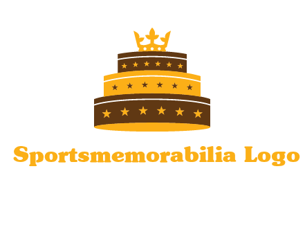 triple layer cake logo with crown