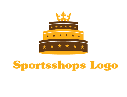 triple layer cake logo with crown