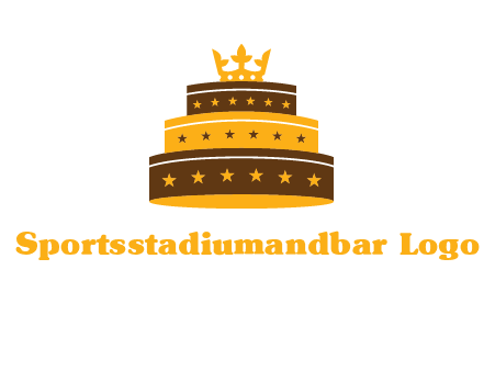 triple layer cake logo with crown