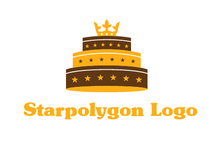 triple layer cake logo with crown