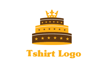 triple layer cake logo with crown