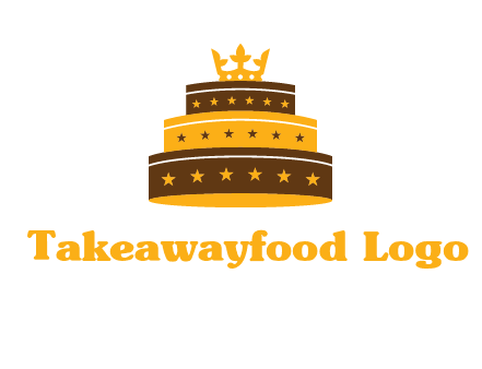 triple layer cake logo with crown