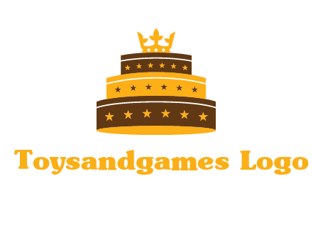 triple layer cake logo with crown