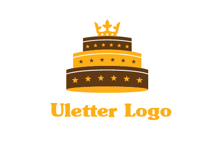 triple layer cake logo with crown