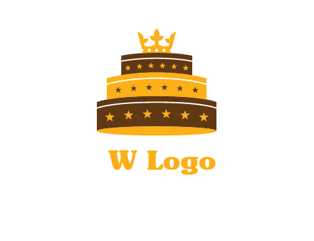 triple layer cake logo with crown