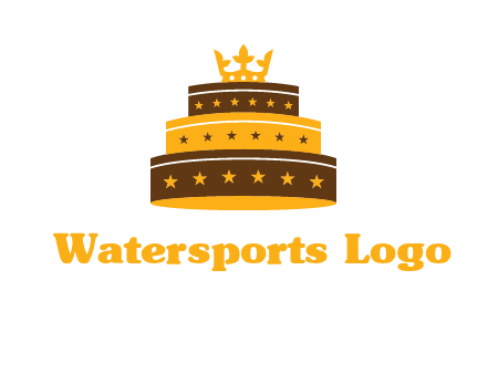 triple layer cake logo with crown