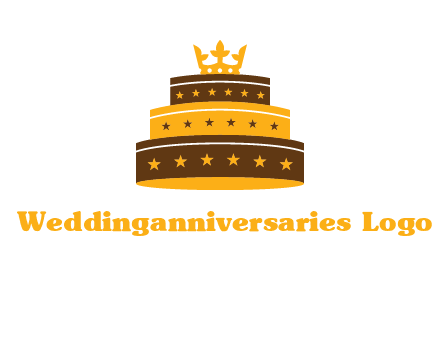 triple layer cake logo with crown