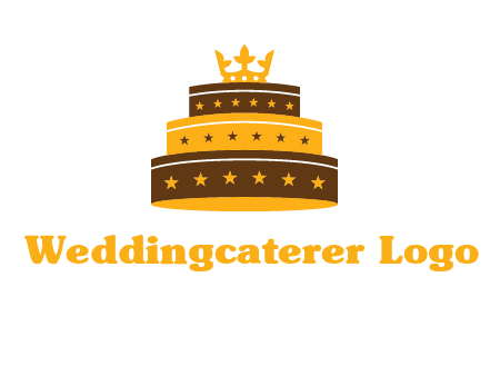 triple layer cake logo with crown