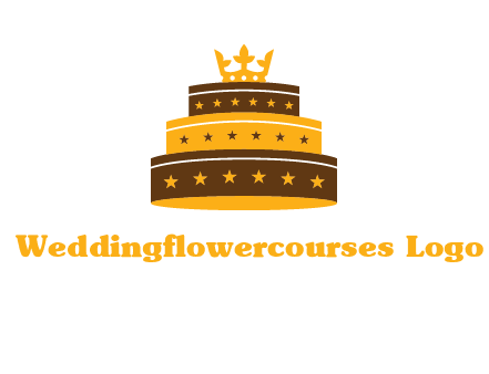 triple layer cake logo with crown