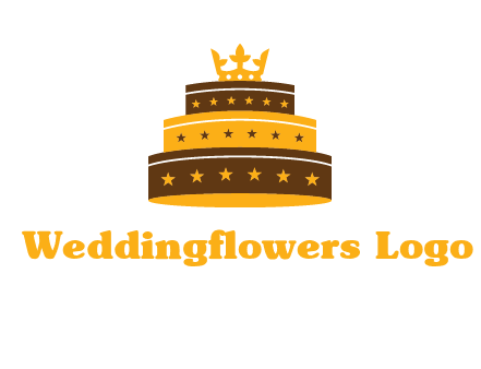 triple layer cake logo with crown