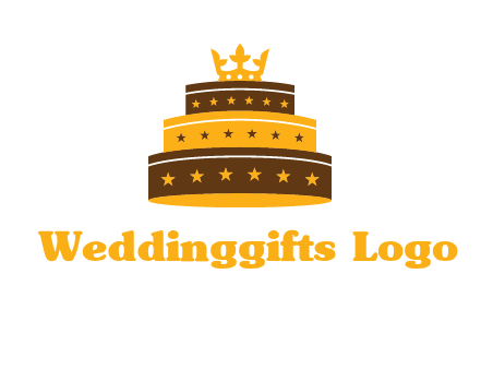 triple layer cake logo with crown