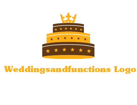 triple layer cake logo with crown