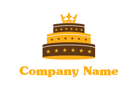 triple layer cake logo with crown