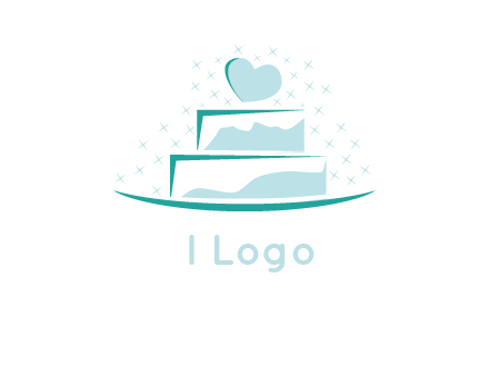 heart and stars on cake logo