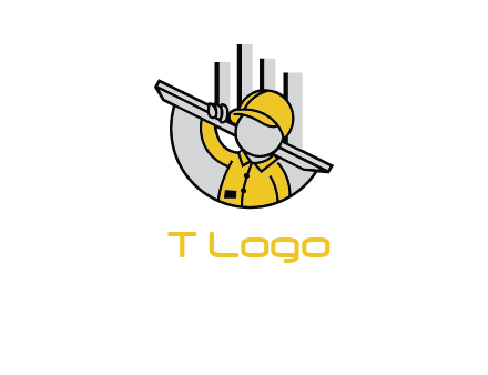 construction worker carrying plank logo icon